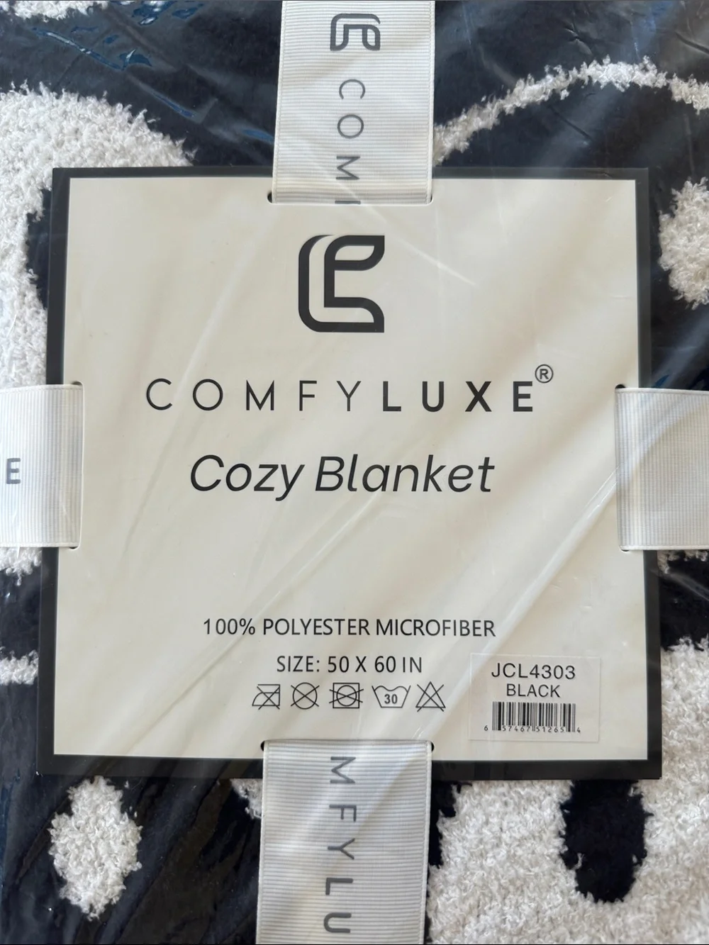 ComfyLux Happy Face Print Luxury Soft Throw Blanket 50x60 Super Soft Throw Black